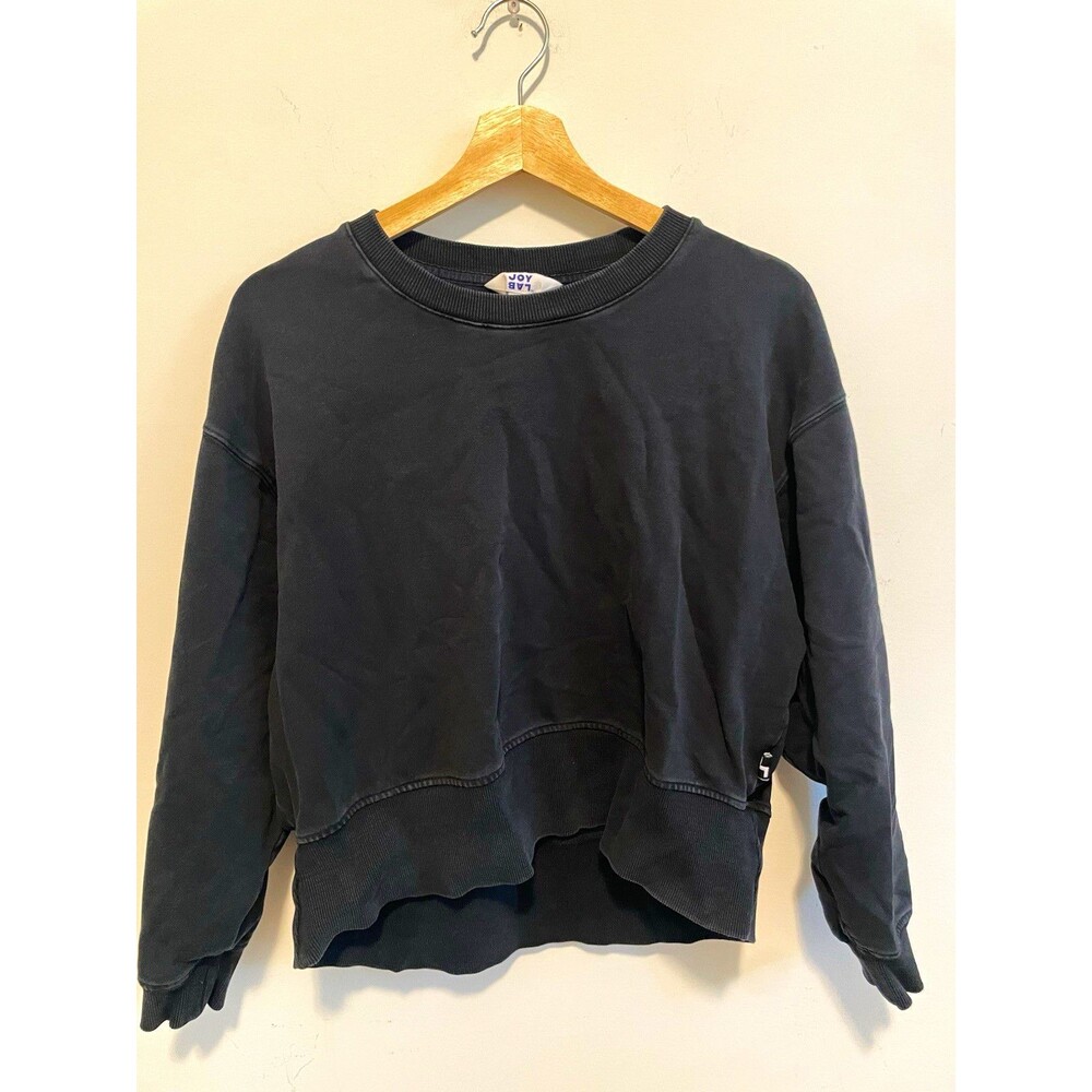 Lazy Joy Men's Black Crew Neck Pullover Sweatshirt Long Sleeve Solid M